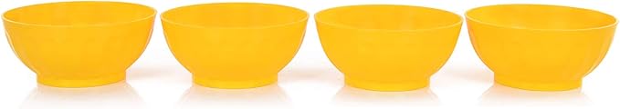 Mintra Unbreakable Plastic Bowl, YELLOW 4pk - Large, 1.8L, 60oz, 7.75inW x 3.25inH - (Part Of A Set) - Salad, Snacks, Breakfast Cereal, Fruit, Popcorn, Soup, Colorful, Shatterproof, BPA Free