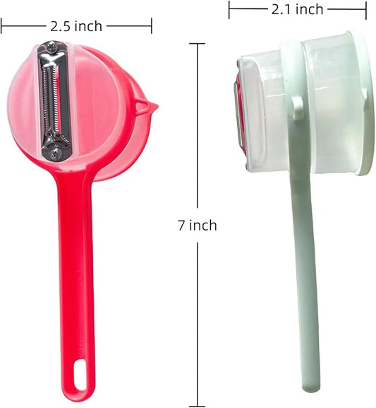 2 Pieces Fruit and Vegetable Peeler with Storage Box, Kitchen Peeler with Catcher, Large-Capacity Cup Body to Prevent Splashing, Sharp Blade for Soft Fruits
