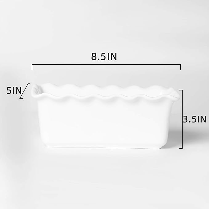 HAOTOP Porcelain Nonstick Baking Bread Loaf Pan, 8.5 x 5 Inch, White