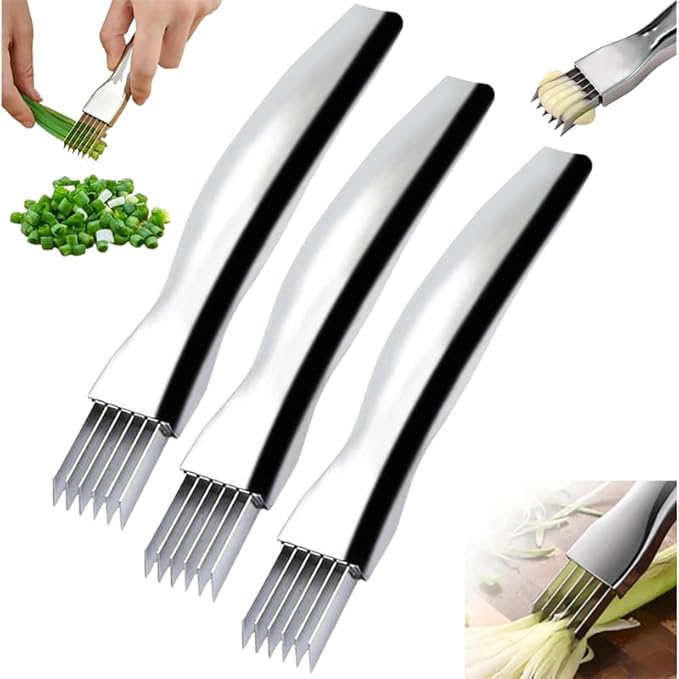Shred Silk The Knife, 2024 Upgrade Green Onion Cutter Stainless Steel Choppe Kitchen Slicing Tool Cutter for Vegetables Onion Garlic, Multifunctional Kitchen Food Vegetable Cutter