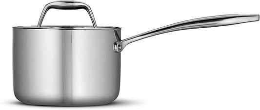 Tramontina Signature Tri-Ply Clad Stainless Steel 1.5-Quart Sauce Pan with Lid, Induction-Ready, Dishwasher-Safe, NSF-Certified, Made in Brazil