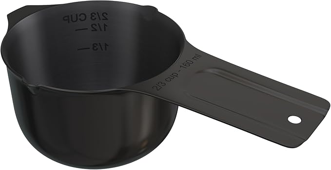 Color Up ⅔ Cup Measuring Cup (160 ml) – Premium Black Stainless Steel, Accurate for Wet & Dry Ingredients, Embossed Markings, Easy-Pour Spouts, Dishwasher-Safe, Kitchen Essential