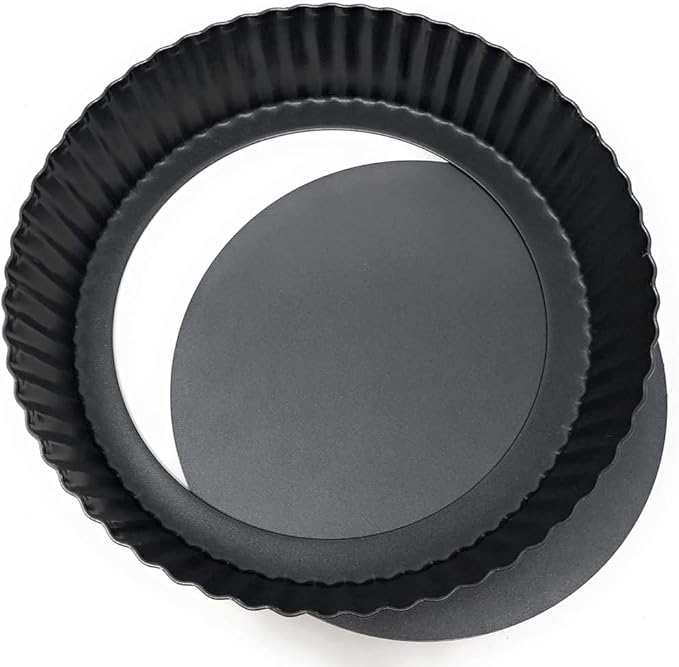 MGE - Dish Pie Pan - Deep Quiche Lorraine Pie Pan - Tart Pans with Removable Bottoms - Tarte Tatin Mould - Detachable Apple Cake Mould - Quiche Baking Dish (9.44 inch)
