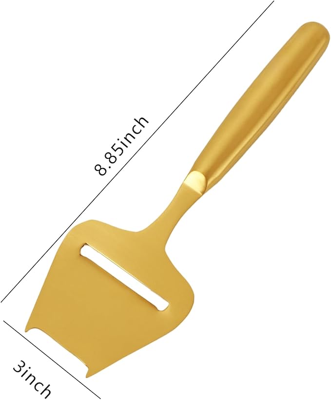 Golden Stainless Steel Cheese Slicer and Cutter for Block and Semi-Hard Cheese, Handheld Plane Knife, Cortador de Queso, Gold