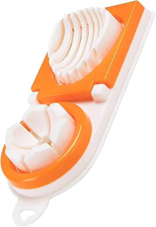 BESPORTBLE Multipurpose Egg Slicer and Hard Boiled Egg Cutter with Dual Blades Orange Food Slicer for Home Cooking