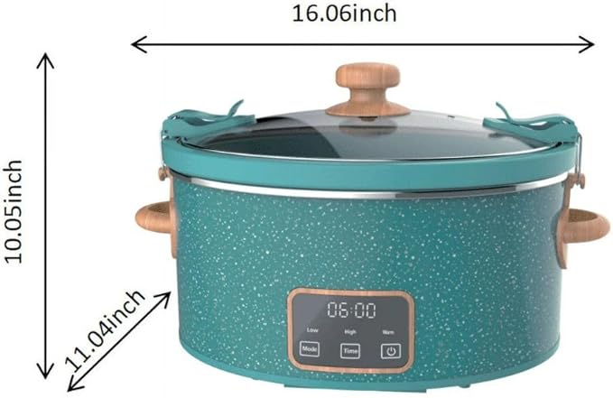 Pioneer Woman 6-Quart Programmable Digital Slow Cooker with Locking Lid – Portable Design & Dishwasher Safe (Teal)