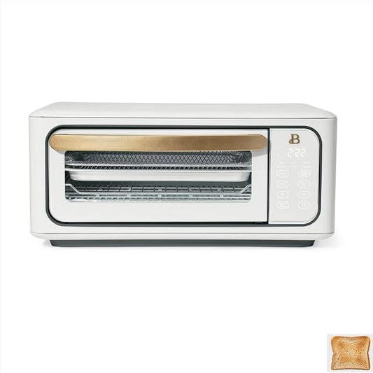 Beautiful by Drew Infrared Air Fry Toaster Oven 1800W with 9-Slice Capacity and Multi-Function Cooking (white)