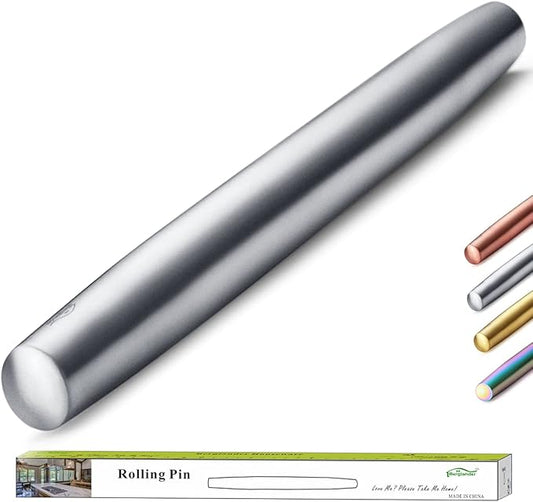 Stainless Steel Rolling Pin, Matte Finish 16.7 Inches, Berglander Rolling Pin For Baking Pizza Dough, Pie, Cookie, Essential Kitchen Utensil Gift Ideas For Bakers.