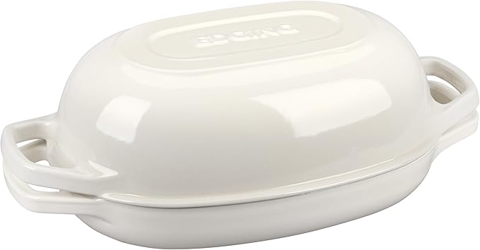EDGING CASTING Enameled Cast Iron Oval Dutch Oven Pot with Lid, Dutch Oven for Sourdough Bread Baking, Oval Bread Pan, Bread Oven, Bread Dutch Oven, 5qt, White