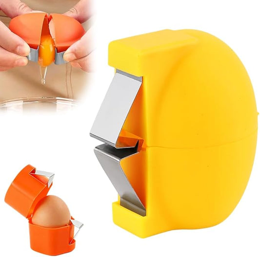 2026 New Egg Shell Opener, Stainless Steel Egg Cracker Tool, Multifunctional Egg Shell Opener for Raw & Hard-Boiled Eggs, Handheld Kitchen Gadget for Easy Peeling & Separating (1, Yellow)