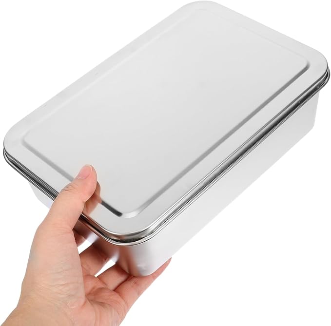 Kichvoe Stainless Steel Loaf Pan with Lid - Non-Stick Bread Pan for Baking | Rectangle Toast Mold Metal Bakeware for Homemade Meatloaf, Cakes, Brownies, 9.05×5.90×2.55 Inch