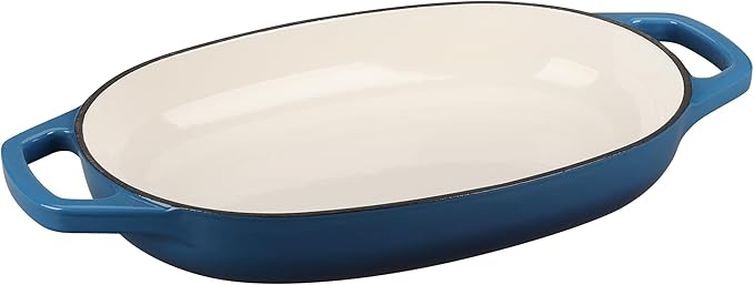 EDGING CASTING Enameled Cast Iron Oval Dutch Oven Pot with Lid, Dutch Oven for Sourdough Bread Baking, Oval Bread Pan, Bread Oven, Bread Dutch Oven, 5qt, Lake Blue
