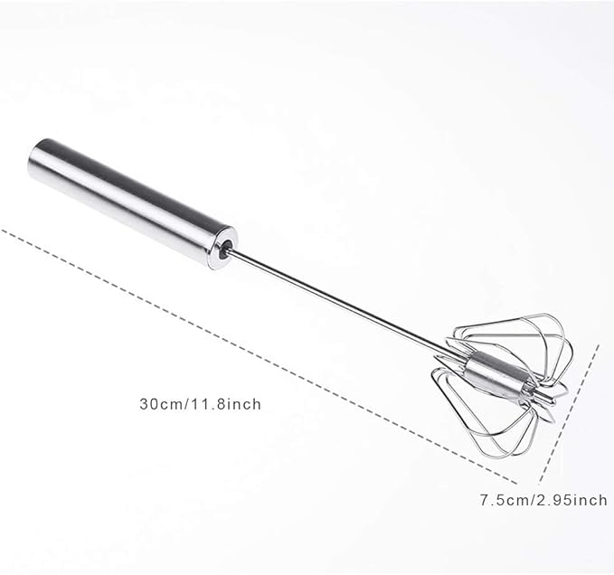 Egg Whisk, 12 Inch Semi-Automatic Egg Beater Stainless Steel Hand Mixers for Blending, Whisking, Beating, Premium Kitchen Utensil