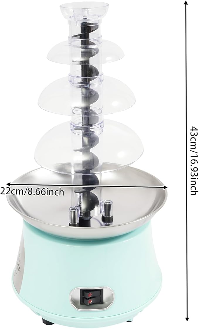 2.2lbs Chocolate Fountain, 4-Tier Party Fountain, Chocolate Fondue Fountain for Christmas Birthday Party, 120V 180W, Blue