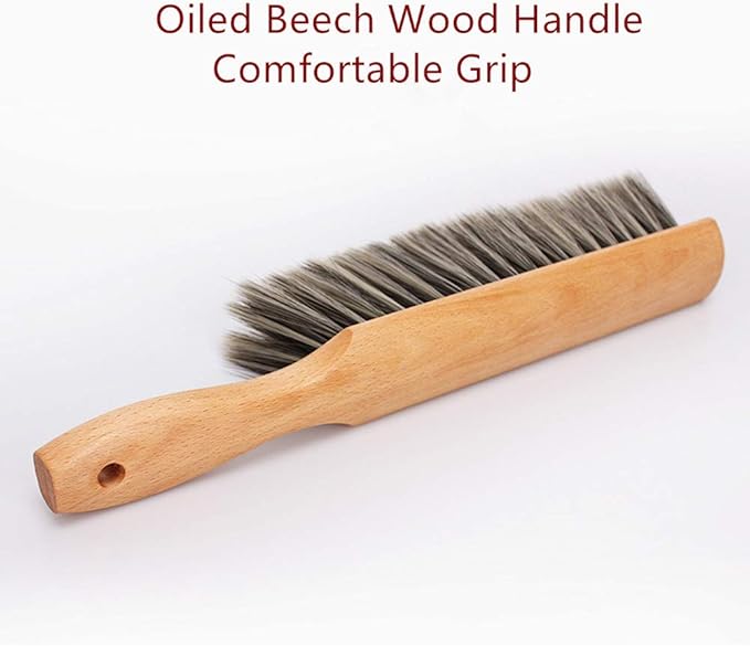 Soft Bristle Hand Brush Wooden Handle for Woodworking Shop Bench, Sawdust Removal Non-Scratch 14 Inch Long (Gray)