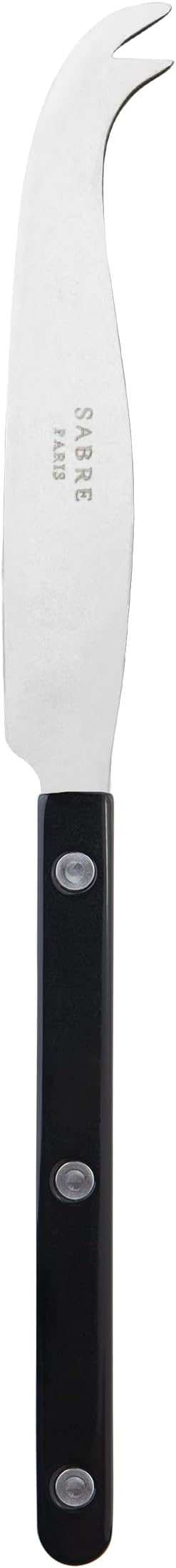 SABRE PARIS - Cheese Knife 9.4 inches - Bistrot Vintage Collection - All Cheeses - Stainless Steel & Nylon - Dishwasher Safe - Black - Mat Finish