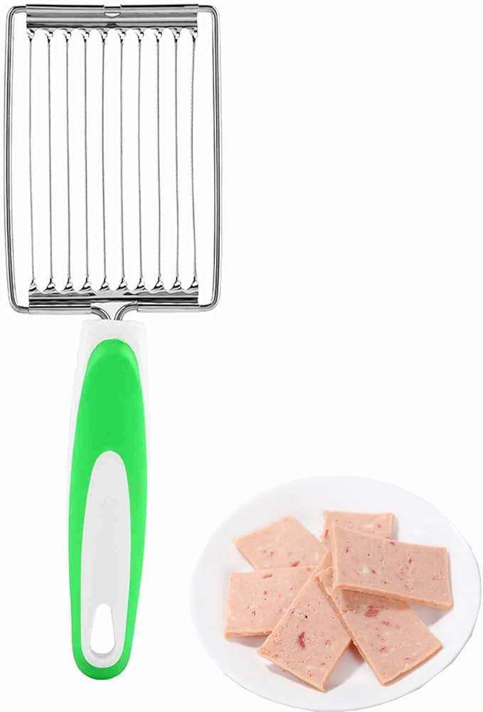 Luncheon Meat Slicers,10 Slices, Egg Cutter Slicers for Boiled Egg Fruit Soft Cheese Slicer Cutter(Green)