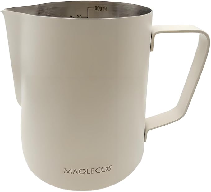 Milk Frothing Pitcher - 20 OZ Metal Milk Frother Pitcher Jug Stainless Steel Steaming Pitcher, Espresso Measuring Cups with Handle Scale, Stainless Steel Espresso Cups Kit for Coffee maker