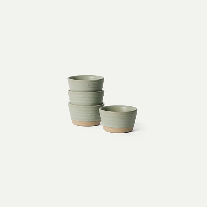 Mora Mini Ramekins Set of 4, 8oz Ceramic Pottery Baking Dishes - Microwave, Oven and Dishwasher Safe - Thyme