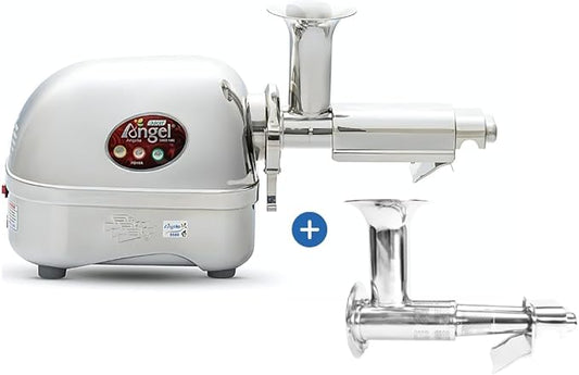 Angel Juicer AG-5500SFH Stainless Steel Electric Juice Extractor, SUS-304 Food Grade, 3HP Grinding Force, Dual Gear Technology, 10-Year Warranty
