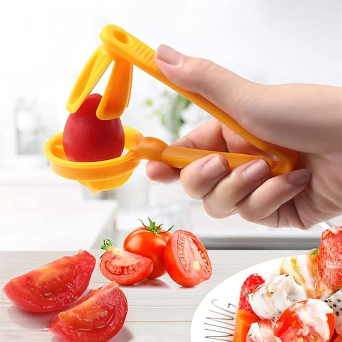 WOIWO Little Tomato Slicer - Cherry & Strawberry Slicer, Kitchen Gadget (Yellow)