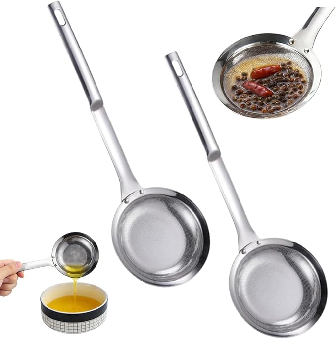 Fine Mesh Stainless Steel Colander, 2026 Upgrade Stainless Steel Fine Mesh Strainer with Handle, Sieve Mesh for Kitchen Cooking Oil Food Strainer Kitchen Gadgets (Small, 2pcs)