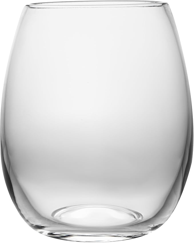 Restaurantware-Vetri 15 Ounce Wine Glasses, 6 Dishwashable Stemless Wine Glasses - No Lead, Durable, Clear Glass Stemware, For Home, Bar, Or Restaurant, Serve Merlot, Chardonnay, Or Bordeaux