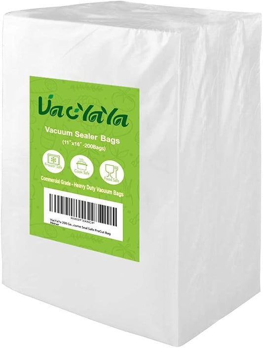 VacYaYa 200 Gallon Size 11 x 16 Inch Vacuum Sealer Freezer Storage Machine Bags for Food,Vac Seal a Meal Bags with BPA Free and Heavy Duty Sous Vide Vaccume Seal Safe PreCut Bag