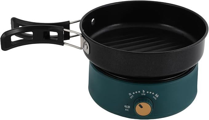 Multifunctional Electric Cooker，500W 110V Folding Portable Multi-Functional Non-Stick Split Electric Hot Pot,1.6L Mini Ramen Cooker for Pasta, Soup, Oatmeal Steak, Eggs StirFrying (green)