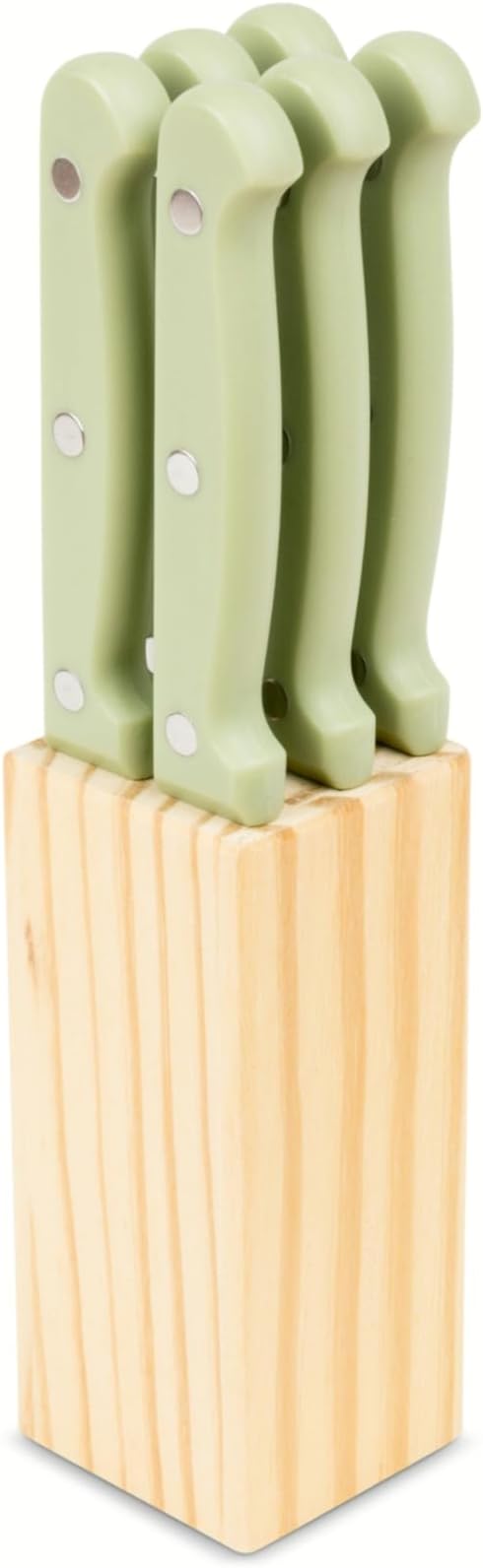 Core Kitchen Set of 6 Colorful Kitchen Steak Knives - 4.5" Blade - Leaf