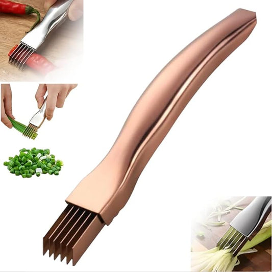Shred Silk The Knife, 2024 Stainless Steel Finger Guard Green Onion Cutter Shred Silk Knife Set, Kitchen Safe Steel Slicing Tool for Hands Kitchen Vegetable Cutter for Chopping, Cutting