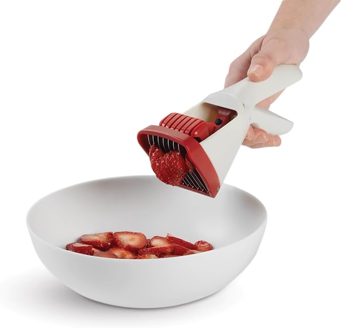 Chef'n Hand-Held Slicer Strawberry Slicester, Cherry/Meringue