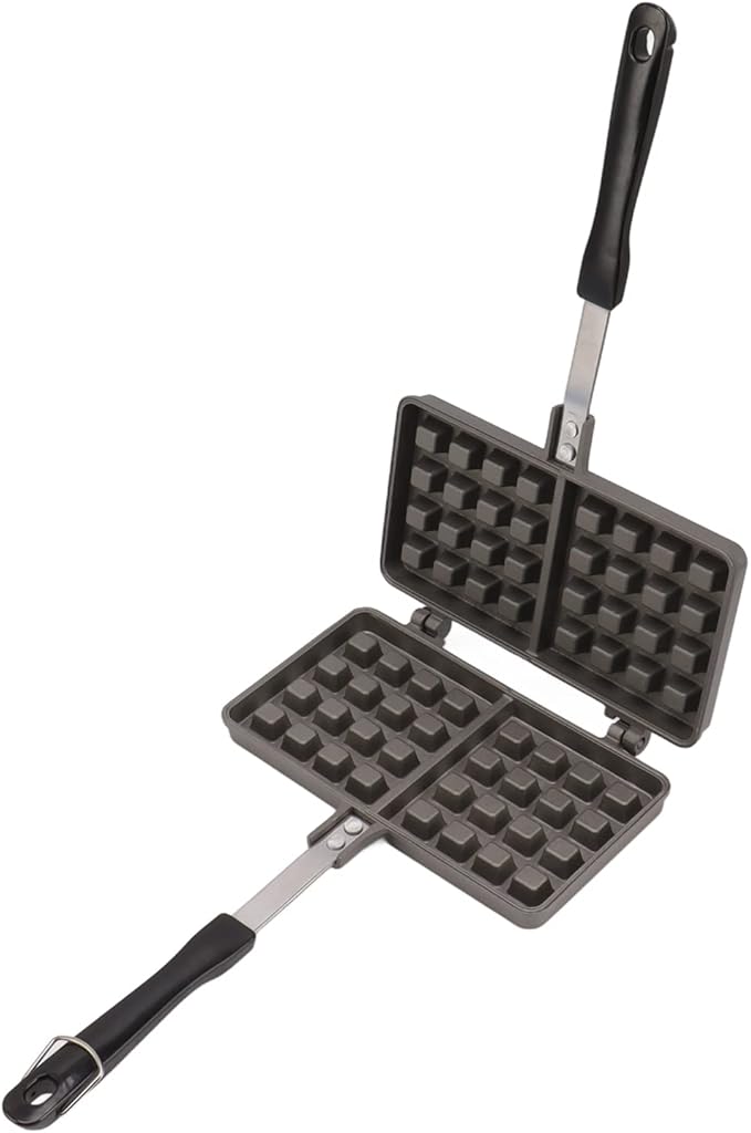 Waffle Maker Pancake Baking Pan, Non Stick Waffle Mold with Flat Bottom, Aluminum Alloy Waffle Iron for Stovetop Cooking, Ergonomic Handle for Easy Grip
