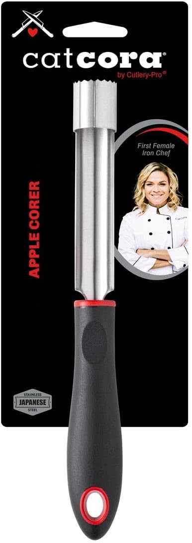 CatCora Apple Corer, Professional Japanese Stainless Steel Blade For Extracting Cores From Apples and Pears, Ergonomic Soft-Grip Handle
