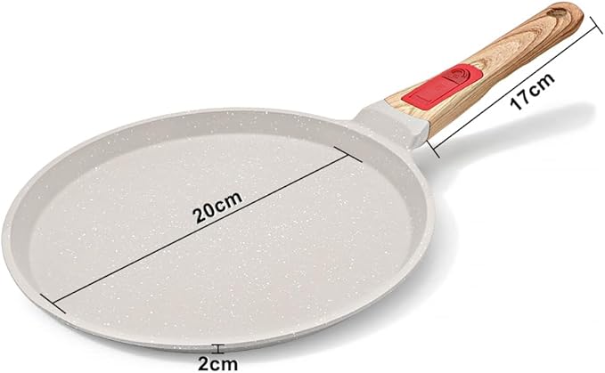 RANX INGST Non Stick Crepe Pan with Detachable Handle, 8 Inch Cast Aluminium Dosa Tawa Tortilla Pan, Pancake Pan Induction Compatible - White