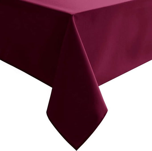 Hiasan Burgundy Rectangle Tablecloth - Waterproof Washable Polyester Fabric Table Cloth for Party, Wedding, Banquet and Restaurant, 90 x 156 Inch
