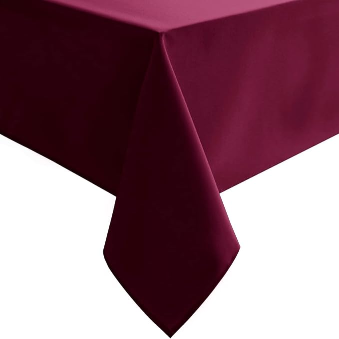 Hiasan Burgundy Tablecloth for Rectangle Tables - Waterproof Washable Polyester Fabric Table Cloth for Buffect Dining Birthday Party Wedding, 54 x 108 Inch