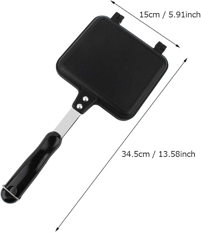 Aluminum Double Sided Frying Pan,Hot Sandwich Maker Non Stick Grilled Sandwich and Panini Maker Pan with Plates Stovetop Toasted Sandwich Maker Pan for Home Kitchen Breakfast
