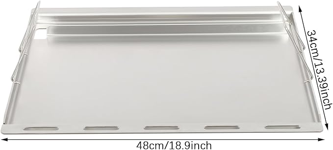 25" x 20" Stainless Steel Griddle Insert for Gas Grill, Flat Top Plate Insert with Grease Drain Hole and Removable Handles for Gas and Charcoal Grills, Camping and Parties