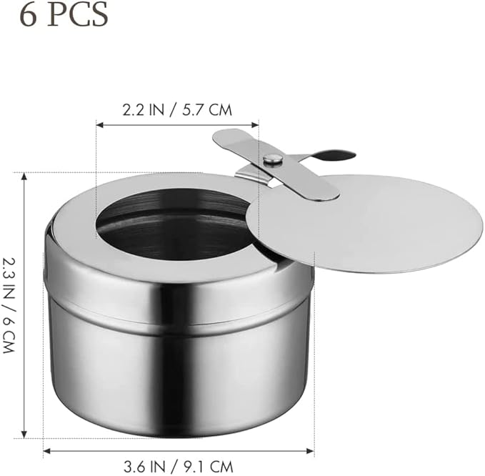 DOITOOL 6 Pack Chafing Fuel Holder - Stainless Steel Fuel Holders with Safety Cover - Buffet Warmer Canned Heat Box for Buffet Barbecue Party Supplies