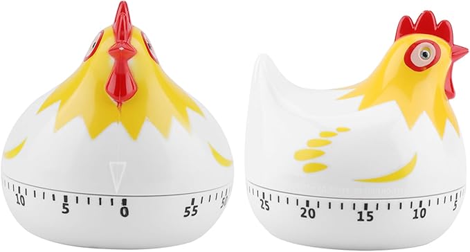 Chicken Pattern Timer, Kitchen Timer Reminder Cooking Countdown Timer for Cooking Baking Timer (White)
