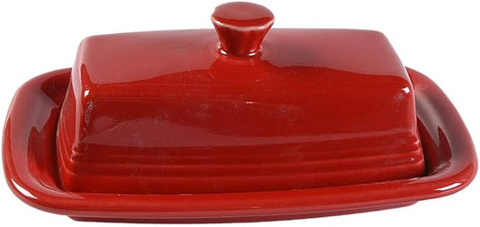 Fiesta® Covered Butter Dish XL, 8" – Durable Ceramic, Lead-Safe, Dishwasher/Microwave/Oven Safe – Made in USA Dinnerware - Scarlet