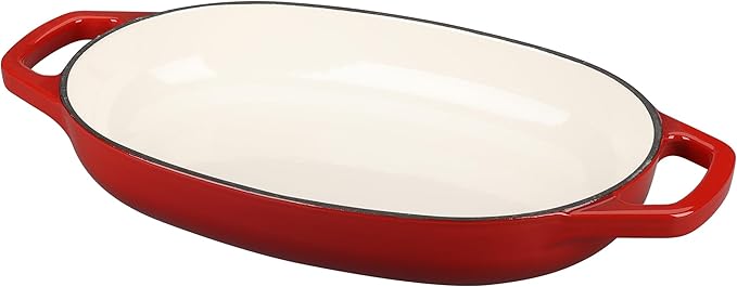 EDGING CASTING Enameled Cast Iron Oval Dutch Oven Pot with Lid, Dutch Oven for Sourdough Bread Baking, Oval Bread Pan, Bread Oven, Bread Dutch Oven, 5qt, Red