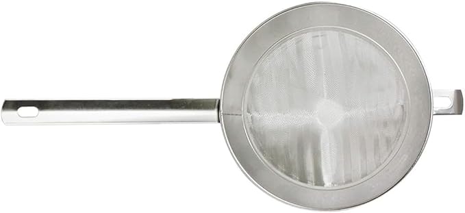 TrueCraftware- 3 qt. Stainless Steel 10" Bouillon Strainer Fine Mesh- Cone Shaped Strainer Food Strainer Juice Strainer Kitchen Tools Food Colander For Straining Seeds Beans Sauces