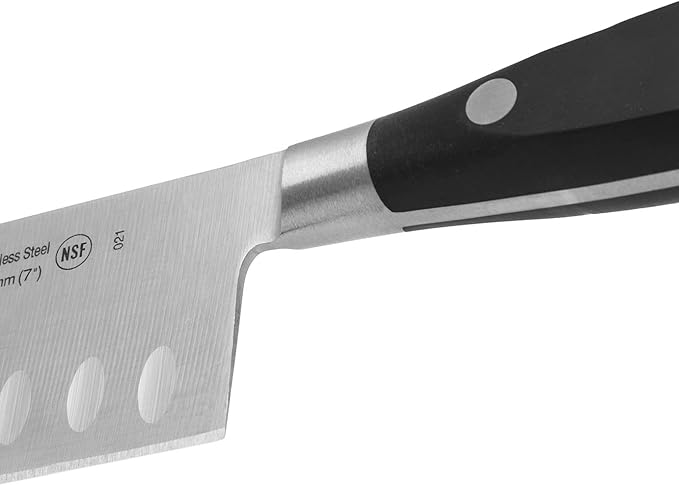 Arcos Knife 7 Inch Stainless Steel. Japanese Professional Kitchen Knife for Cutting Meat, Fish and Vegetables. Ergonomic Polyoxymethylene Handle and 180mm Blade. Series Riviera. Color Black.