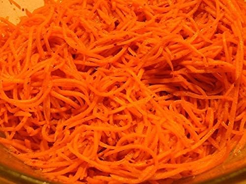 Korean Carrot Grater Julienne Slicer, Vegetable Shredder for Carrots, Cabbage & Cucumber, Stainless Steel Blades, Dishwasher Safe, Compact Handheld Mandoline (Orange)