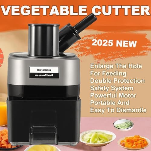 Multi-Function Electric Vegetable Chopper & Dicer, 100W Food Processor with Wide-Mouth Feed Chute - 4-in-1 Slicer, Shredder & Veggie Cutter for Every Kitchen Need