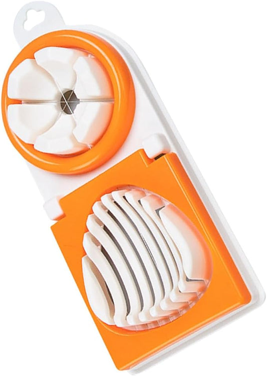 Zerodeko Multifunctional Egg Slicer Boiled Egg Cutter Dual-head Design Orange Plastic Kitchen Gadget Home Use Fruit Slicing Tool