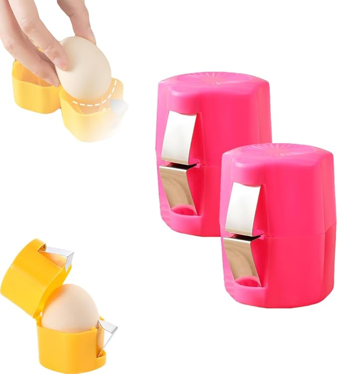 Egg Shell Opener, 2026 New Egg Cutter Egg Cracker Tool Multifunctional Egg Cutter Multipack, Upgrade Egg Peeler Separator for Raw Eggs Cracker Tool Cutter Kitchen Gadgets (2, Pink)