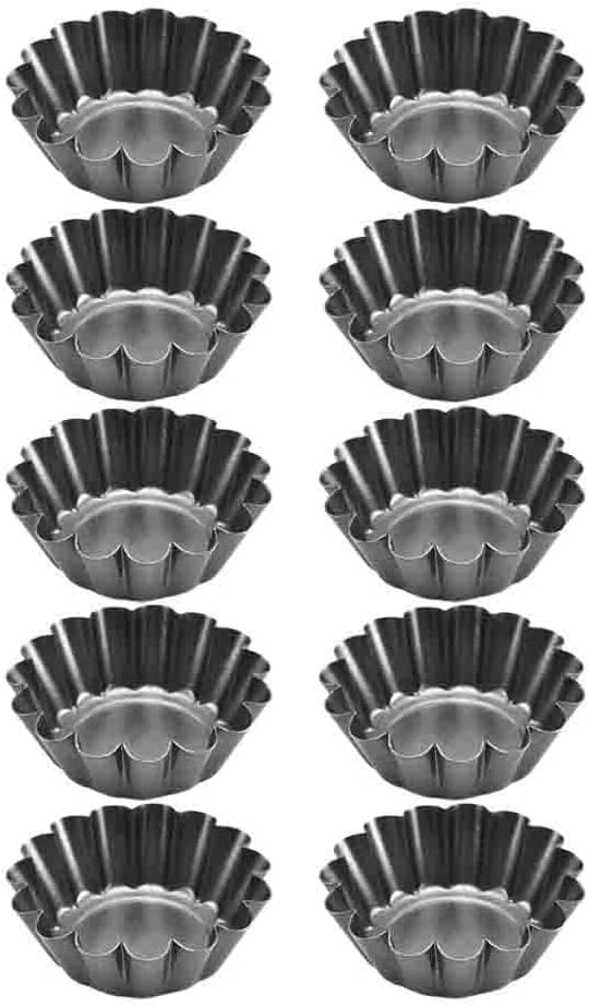 Set of 10 Tart Tins, Carbon Steel for Even Baking and Simple Demolding for Baking Enthusiasts